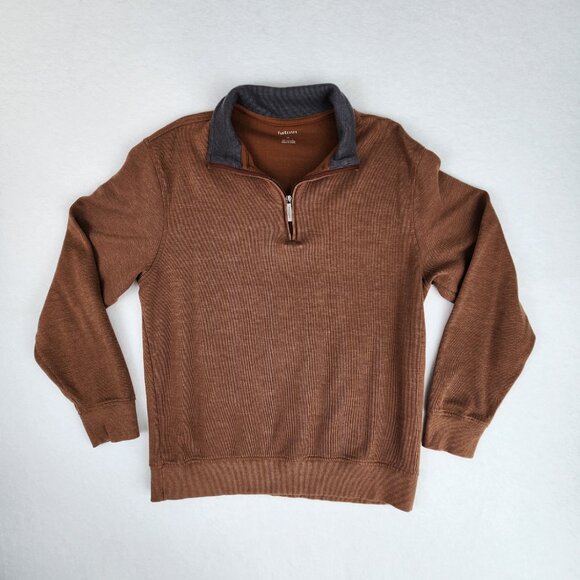 Van Heusen Men's Quarter Zip Pullover Shirt Size M Brown - Excellent Condition - Picture 4 of 8